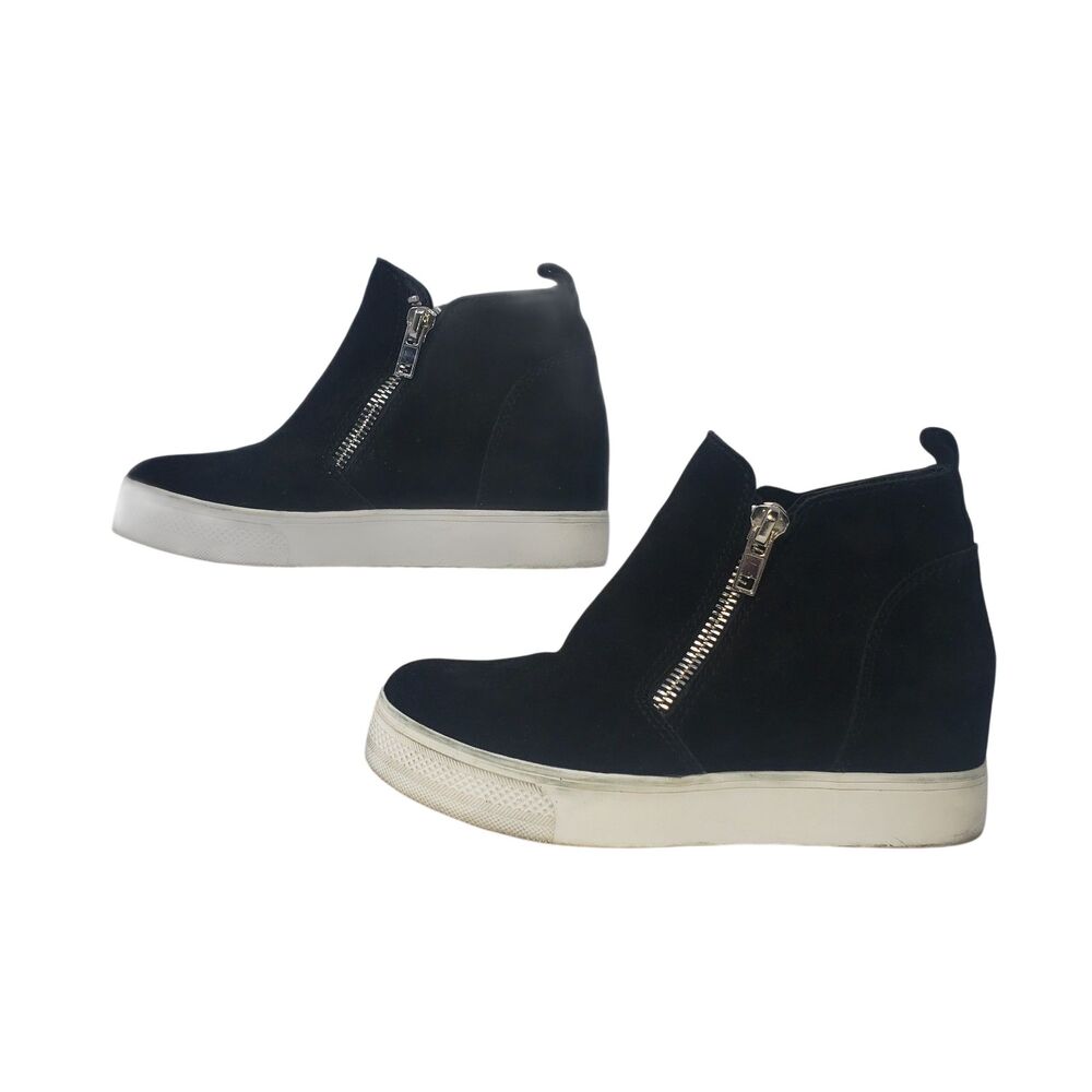 Steve Madden Wedgie Black Suede Bootie Shoes Sneakers Womens Size 7.5